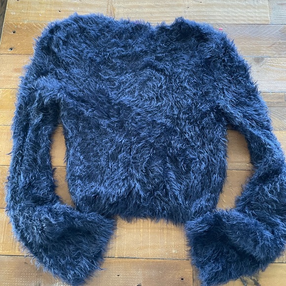 Navy Blue Eyelash Sweater - Picture 2 of 2